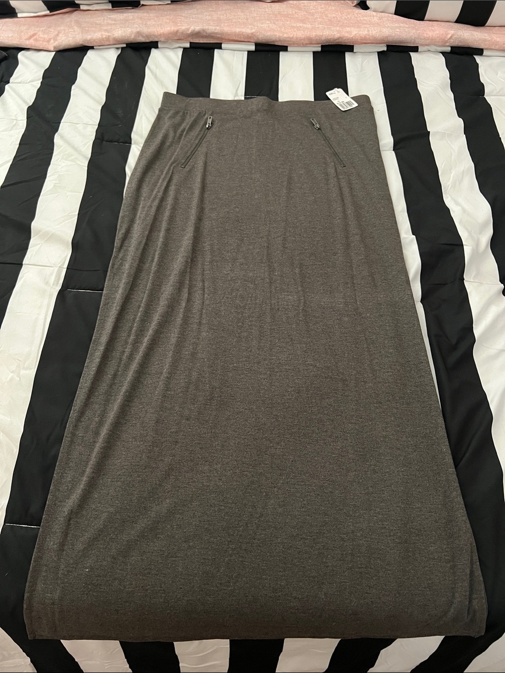 Women's Long Straight Skirt in Dark Gray